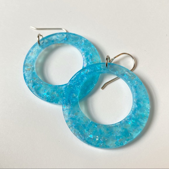 Handmade Retro Mod Style drop hoop earrings - Picture 2 of 6